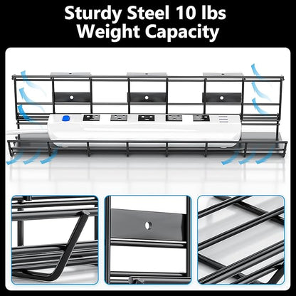 2 Pack DELAMU Under Desk Cable Management Tray, Metal Cord Cable Organizer - Image 4