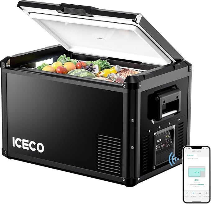 ICECO VL60 ProS Portable Refrigerator, Dual USB & DC 12/24V, AC 110-240V by ICECO