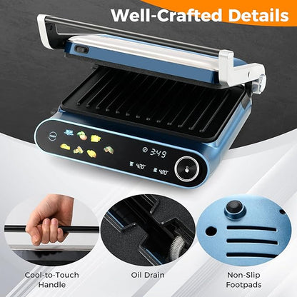 7-In-1 Sandwich Maker with LED Touch Panel & No-Stick Plates, Electric Panini - Image 8