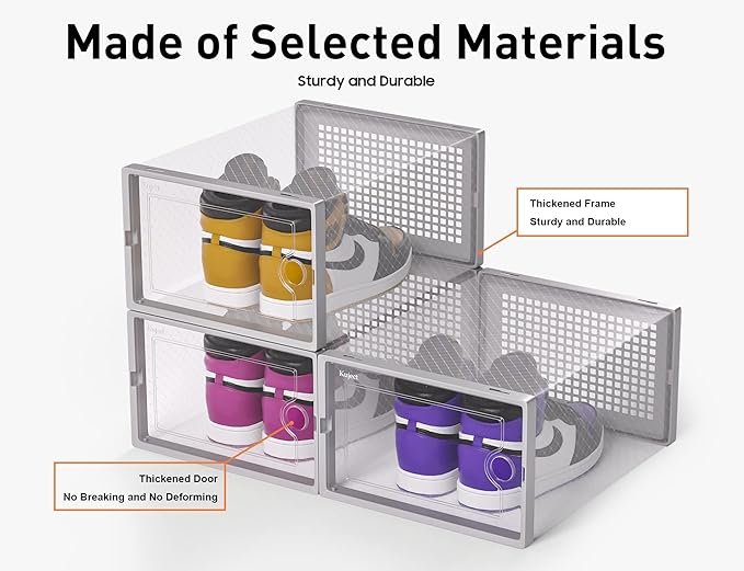Kuject X-Large Shoe Storage Boxes Organizers Clear Plastic Stackable 12 Pack - Image 8