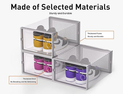 Kuject X-Large Shoe Storage Boxes Organizers Clear Plastic Stackable 12 Pack - Image 8