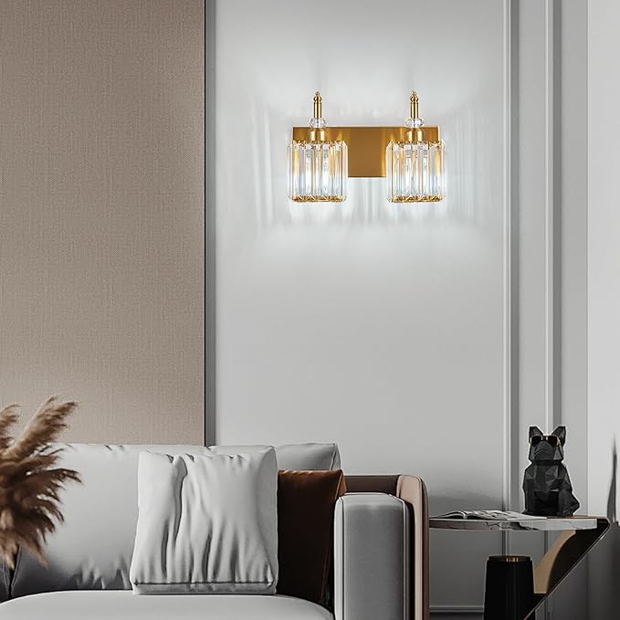 BBLLWJ Modern Bathroom Vanity Light 2-Light Gold Crystal Light Fixtures Over - Image 6