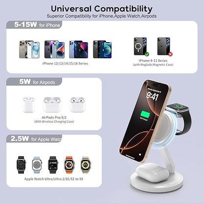3 in 1 Foldable Magnetic Wireless Charging Station, iPhone Mag-Safe Charger - Image 8