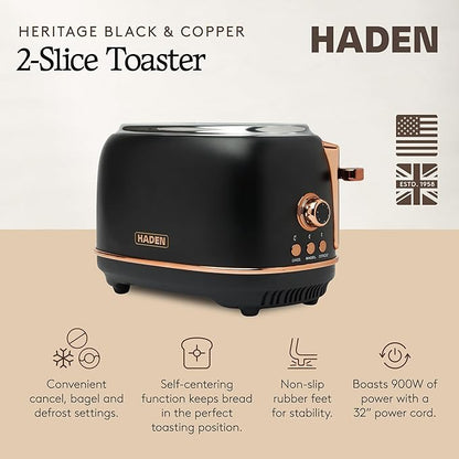 Haden Heritage 2 Slice Wide Slot Stainless Steel Toaster - Image 2