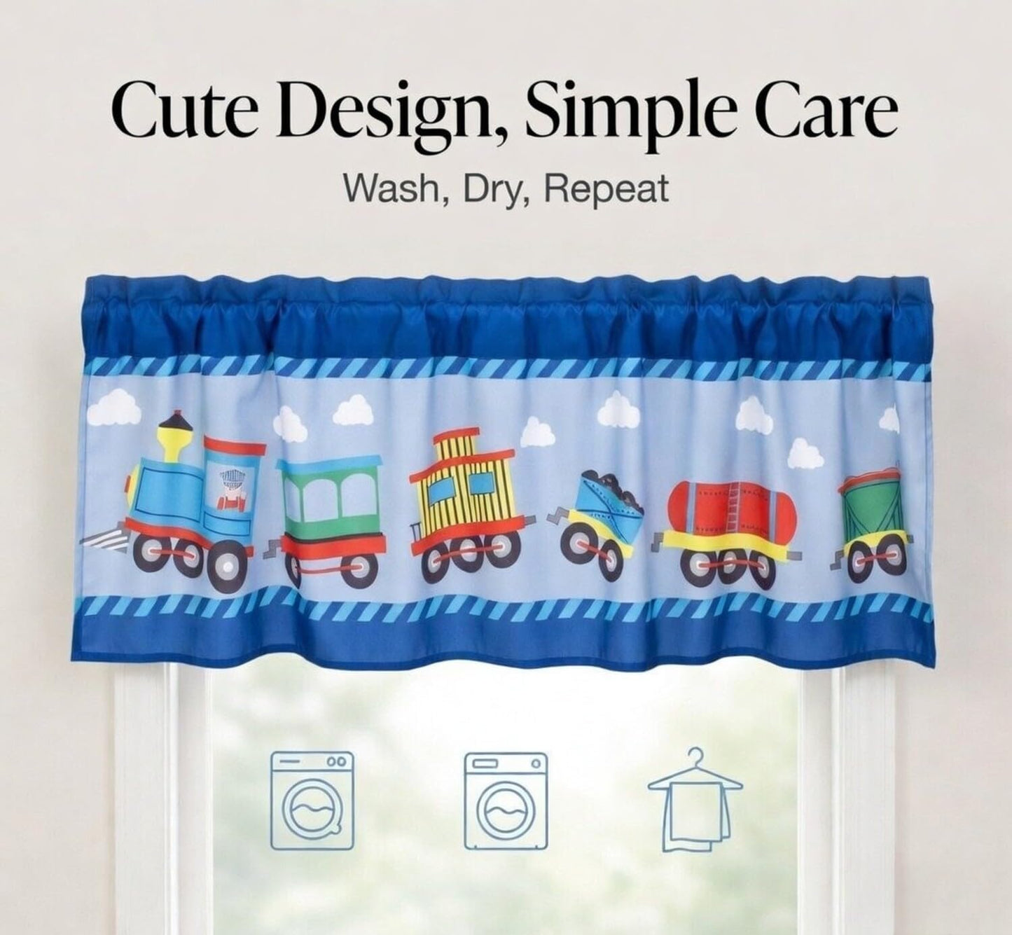 EVERYDAY KIDS Nursery Window Valance - Choo Choo Train