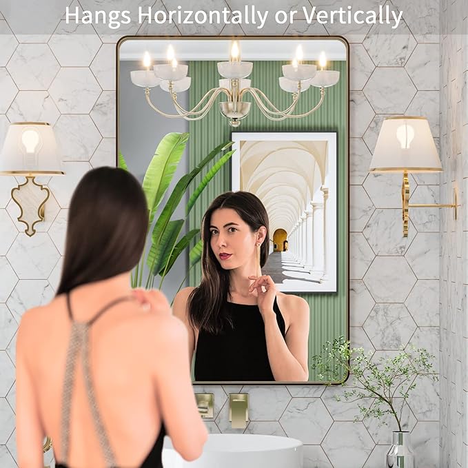 LOAAO 24”X32” Bronze Bathroom Mirrors - Image 2