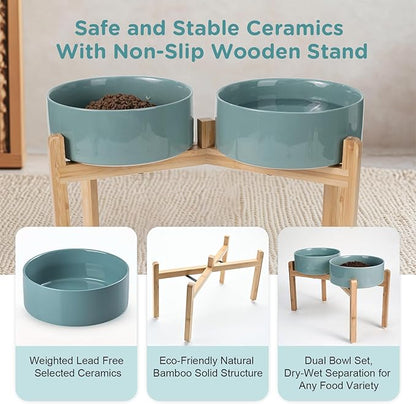 SPUNKYJUNKY Elevated Dog Bowls Ceramic, 8.3'' Dogs Food Water Bowls Raised - 60 - Image 6