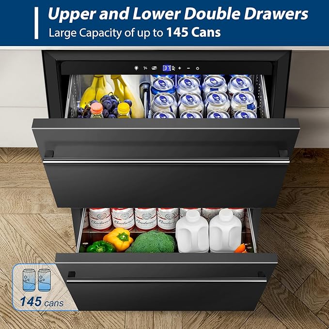 Tylza Under Counter Drawer Fridge 24 Inch, Built-in/Freestanding Beverage - Image 3