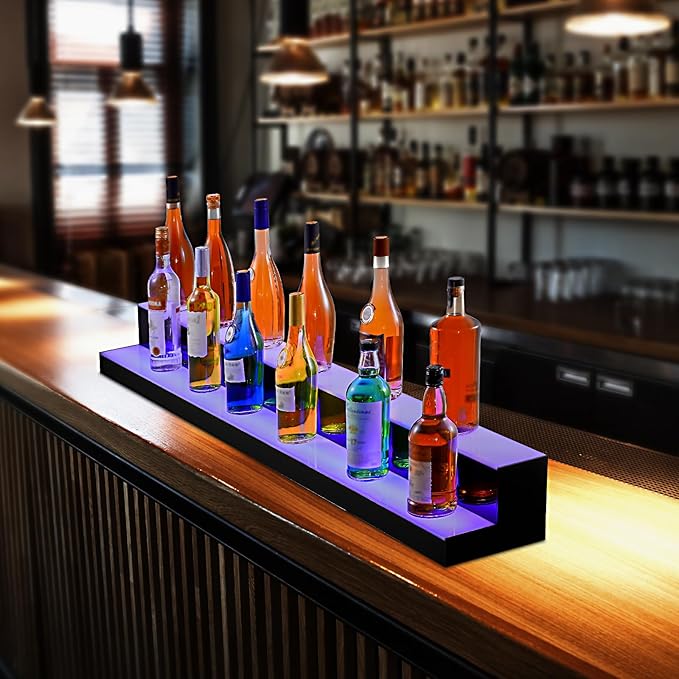 VEVOR LED Lighted Liquor Bottle Display, 2 Tiers 60 Inch Commercial Illuminated - Image 2