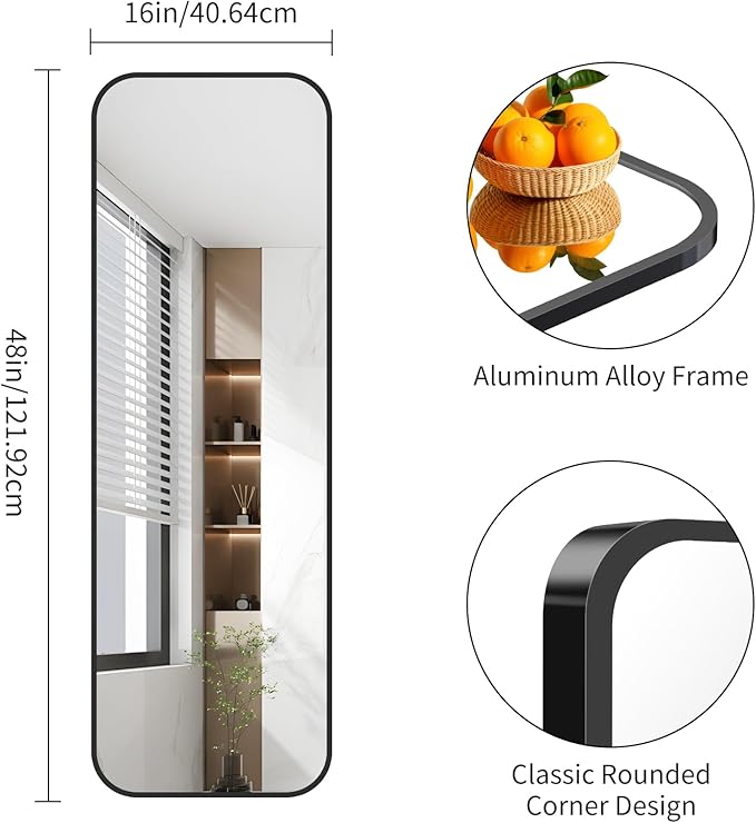 FORBATH Bathroom Mirror 48" x 16", Rectangle Black Bathroom Mirror - Image 6