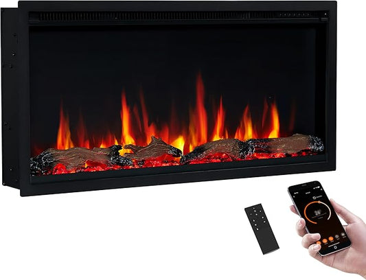 PuraFlame Herman 36 Inch Smart Linear Electric Fireplace by PuraFlame