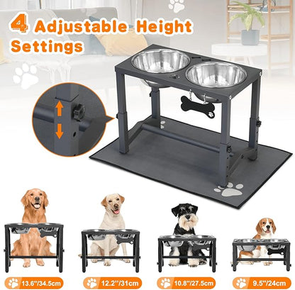 Elevated Dog Bowls, 4 Height Adjustable Metal Raised Bowl Stand - Image 5