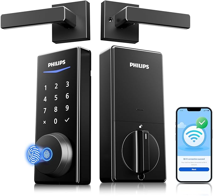 Philips Wi-Fi Smart Lock with Handles, WiFi Keyless Entry Front Door Lock Set by Philips