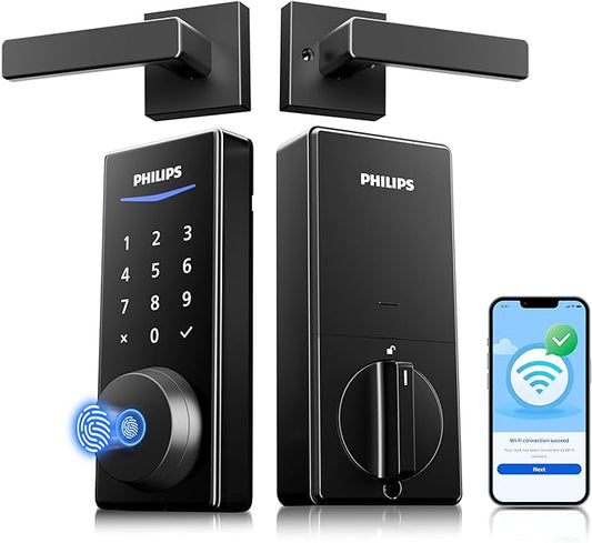 Philips Wi-Fi Smart Lock with Handles, WiFi Keyless Entry Front Door Lock Set by Philips