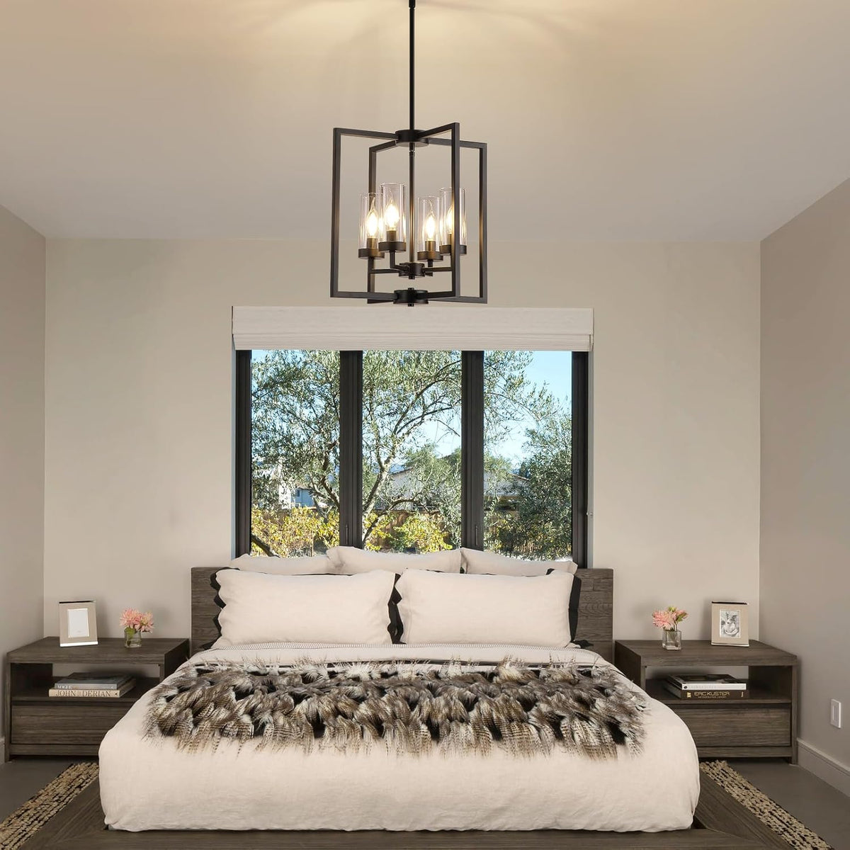 Black Chandeliers for Dining Room, 4-Light Entryway Chandelier for Foyer, 15....