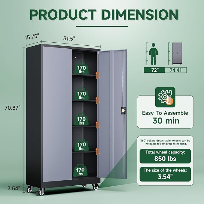 Letaya Metal Garage Storage Cabinets - Image 3
