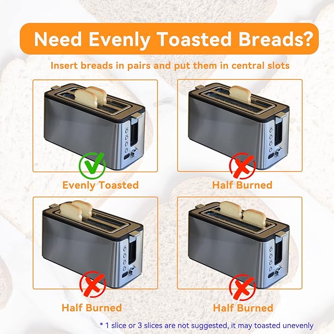 Mecity 4 Slice Toaster, Long Slot Toaster - Image 6