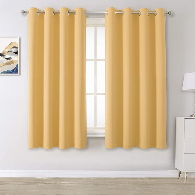 DUALIFE Yellow Solid Blackout Curtains by DUALIFE