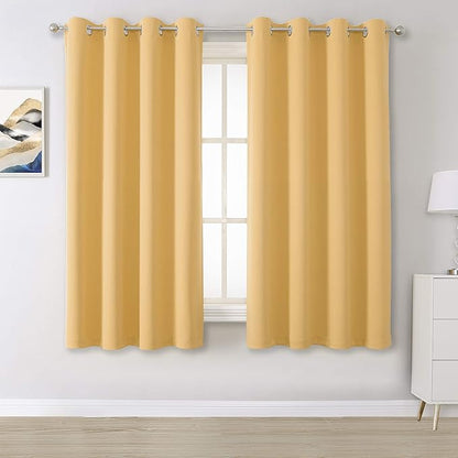 DUALIFE Yellow Solid Blackout Curtains by DUALIFE