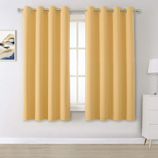 DUALIFE Yellow Solid Blackout Curtains by DUALIFE