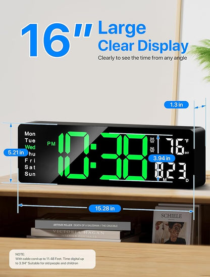 MASHI Digital Wall Clock, Auto-Dimming Wall Clock - Image 2