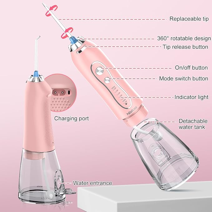 Water Dental Flosser Teeth Cleaner Pick, H2ofloss Cordless Portable Oral - Image 5