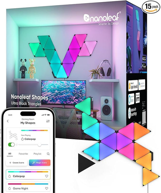 Nanoleaf Shapes WiFi and Thread Smart RGBW 16M+ Color LED Dimmable Gaming and by NANOLEAF