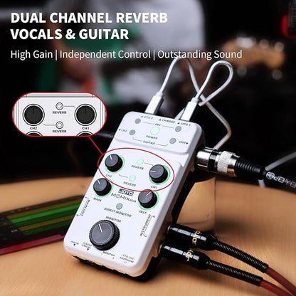 JOYO Audio Mixer USB Audio Interface Stereo XLR+48V Phantom Power Mixer - Image 3