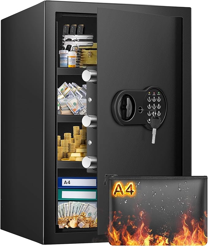 Safe Box with Fireproof Waterproof Bag, Home Safe with Keys & Pass Code & Wall by Mitlvge
