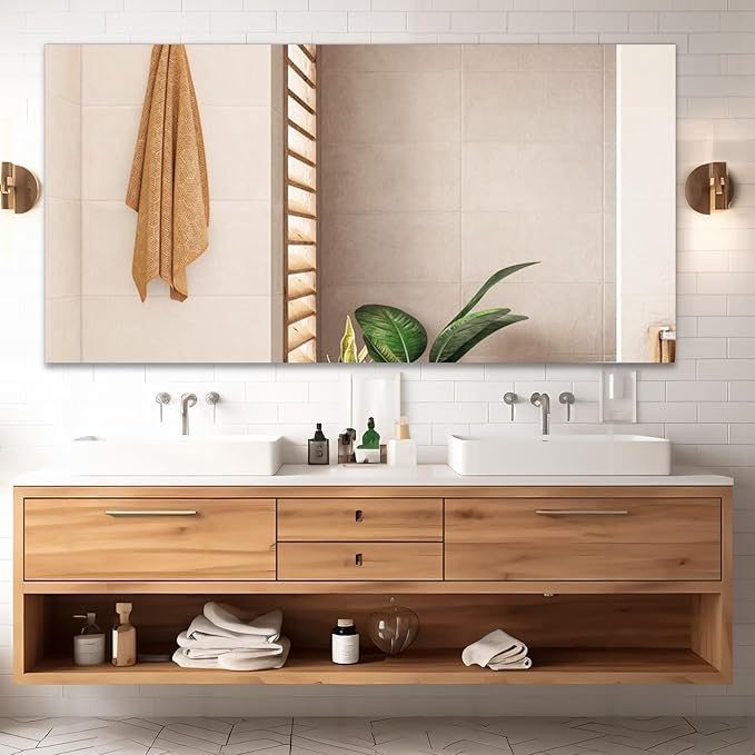 Mirrorons Large Mirror 72" x 36", Modern Rectangle Bathroom Mirror - Image 2