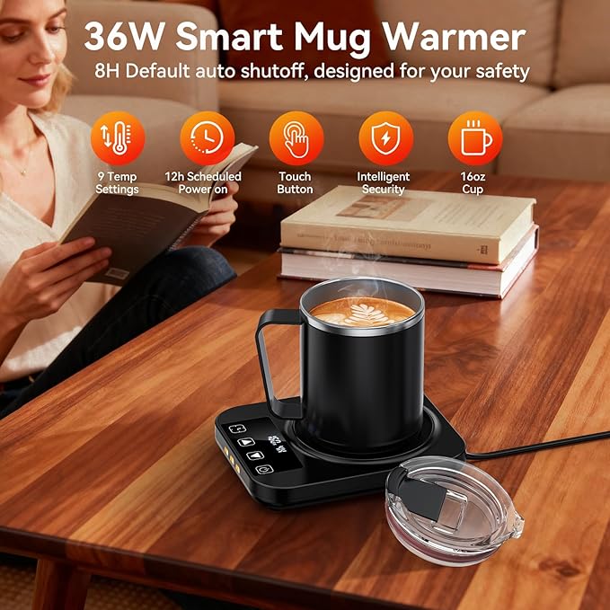Coffee Mug Warmer & Mug Set for Desk, Electric Coffee Cup Warmer - Image 2