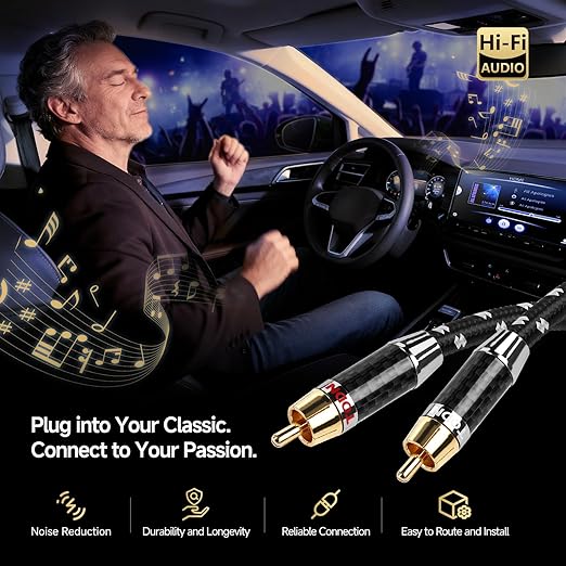 TODN High End OFC RCA Cables for Audiophile Shielded RCA Cable Car Audio Male - Image 2