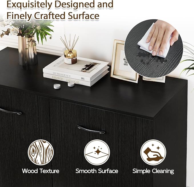 Giantex Modern Storage Cabinet, Anti-Tipping Device, Sturdy Metal Hings - Image 4