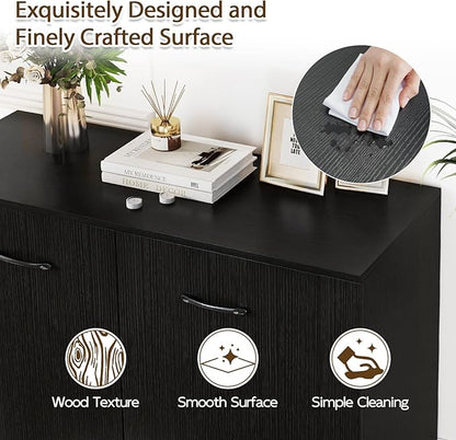 Giantex Modern Storage Cabinet, Anti-Tipping Device, Sturdy Metal Hings - Image 4