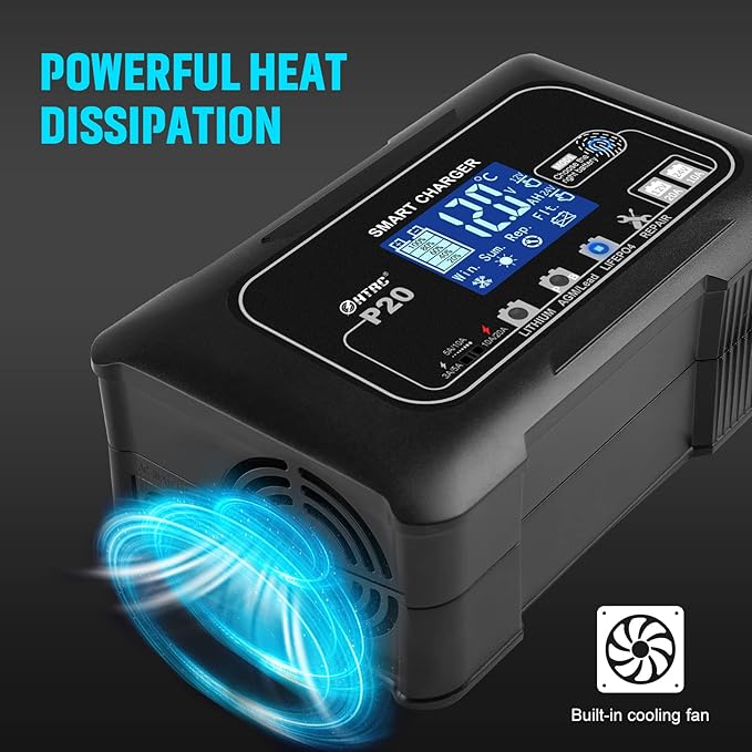 Dylannet Smart Battery Charger 20A 12V/24V Fully Automatic Maintainer, Trickle - Image 7