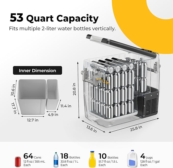 BougeRV 12V Portable Refrigerator Fridge Freezer Portable Car Fridge 53 Quart - Image 5