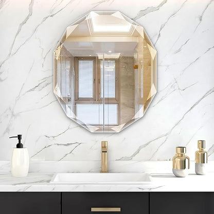 Bathroom Mirrors for Over Sink, Round Frameless Mirrors for Wall, 23.5x27.5 by JACUKO