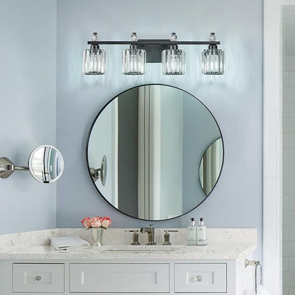FDPBY Bathroom Vanity Lights 4-Light Sand Black Modern Crystal Vanity Light - Image 3