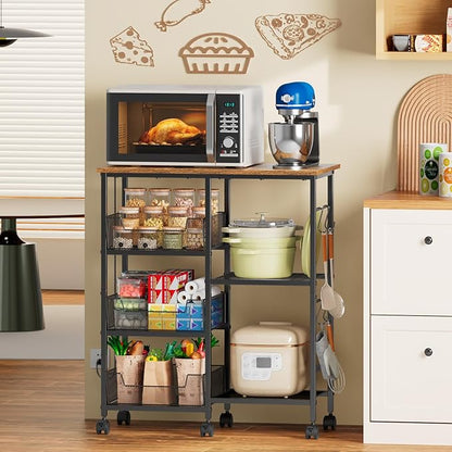 Rolling Kitchen Storage Microwave Cart, Kitchen Island - Image 5