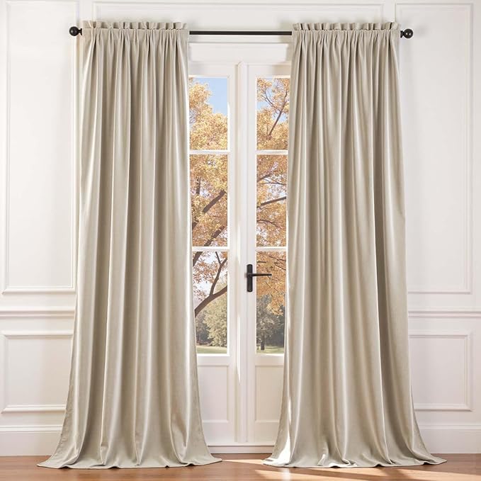 Lazzzy Velvet Blackout Extra Long Curtains Thermal Insulated Room Window Drapes by Lazzzy