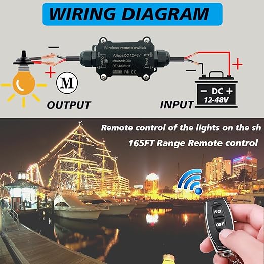 URANT Remote Control Switch, Waterproof Switch DC 12/24/48 Volts 20A, Wireless - Image 2