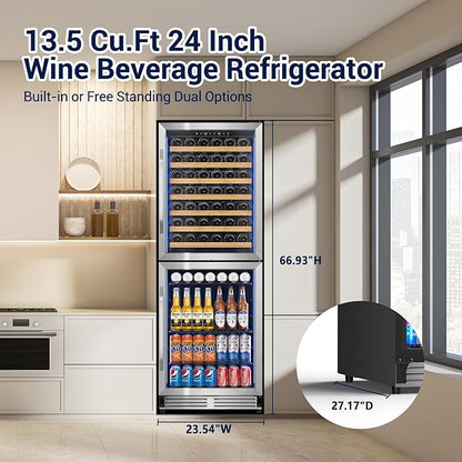 Tylza 24'' Wine and Beverage Refrigerator, Dual Zone Wine Fridge - Image 8