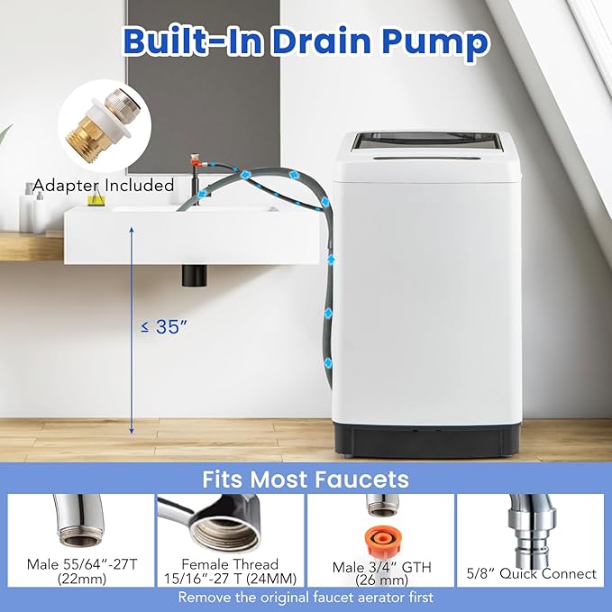 COSTWAY Portable Washing Machine, 11 LBS Full Automatic Portable Washer - Image 8