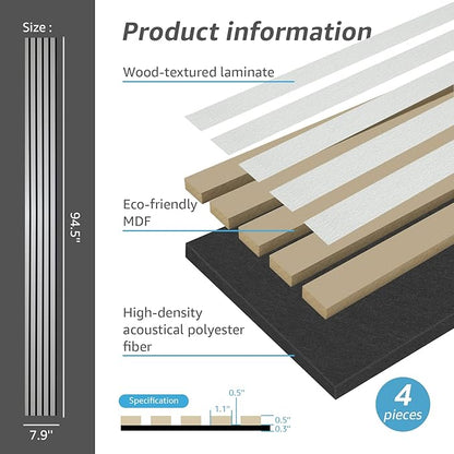 Art3d 4-Piece Wood Slat Acoustic Panels - Image 4