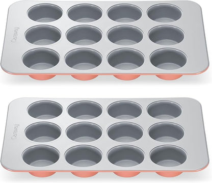 Caraway Non-Stick Ceramic 12-Cup Muffin Pan Duo by Caraway