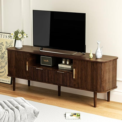 DAMCROP 62.4 Inch Fluted TV Stand, Modern Media Console Table by DamcropFurniture