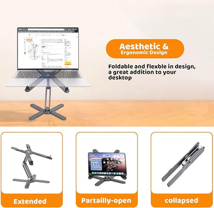 Laptop Stand with 360 Rotating Base, Computer Notebook Laptop Riser Metal Holder - Image 4