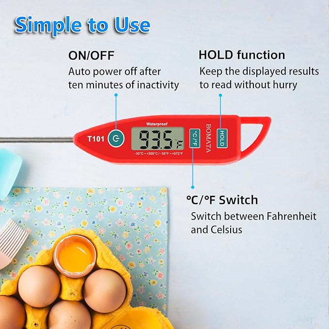 BOMATA 2 Pack Waterproof IPX7 Meat Thermometer Instant Read Food Thermometer - Image 5