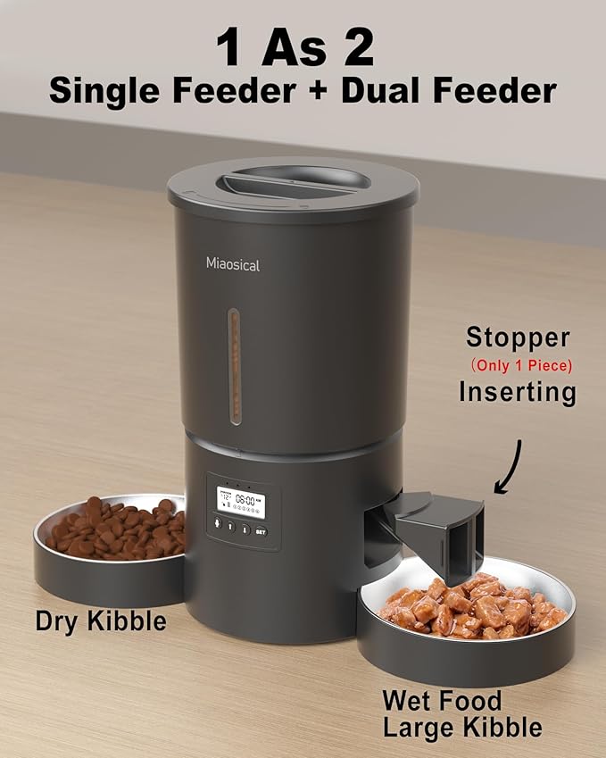 Dual Automatic Cat Feeder 2 Cats, 6 Meals/Day, 12 Portions/Meal, 4.2L Dual - Image 6