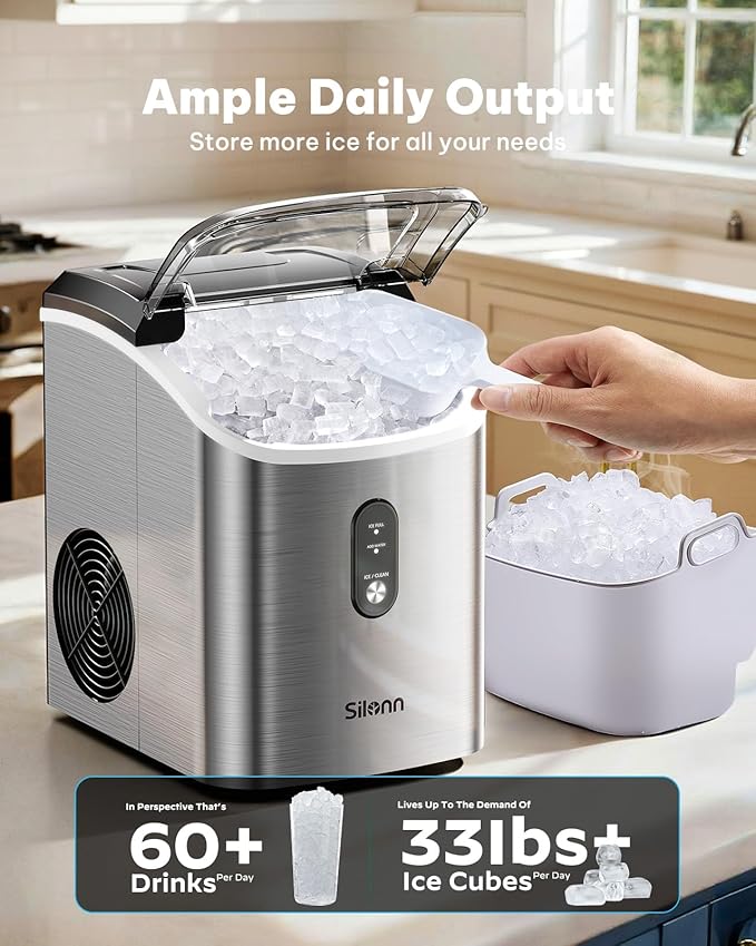 Nugget Ice Maker Countertop, Silonn Chewable Pellet Ice Machine - Image 3